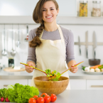 Woman preparing salad